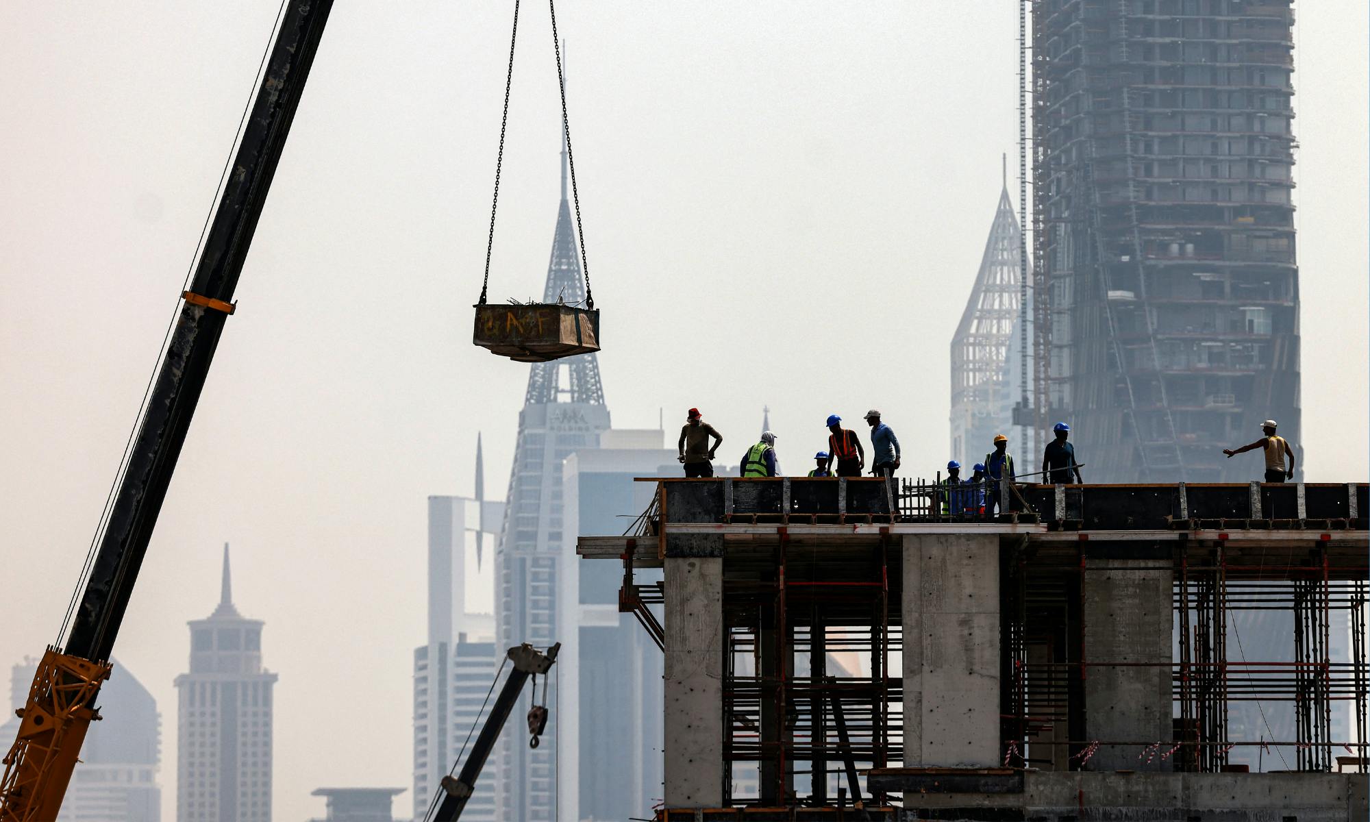 Apartment building construction in Dubai