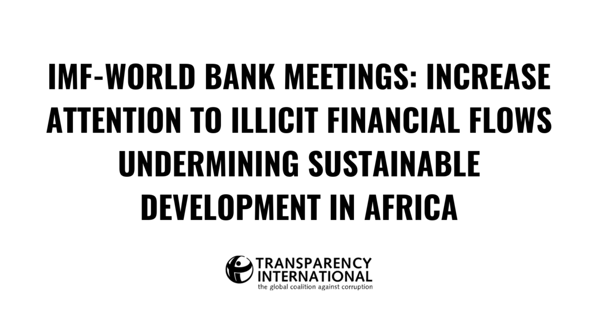 IMF-World Bank Meetings In Marrakesh: Increase… - Transparency.org