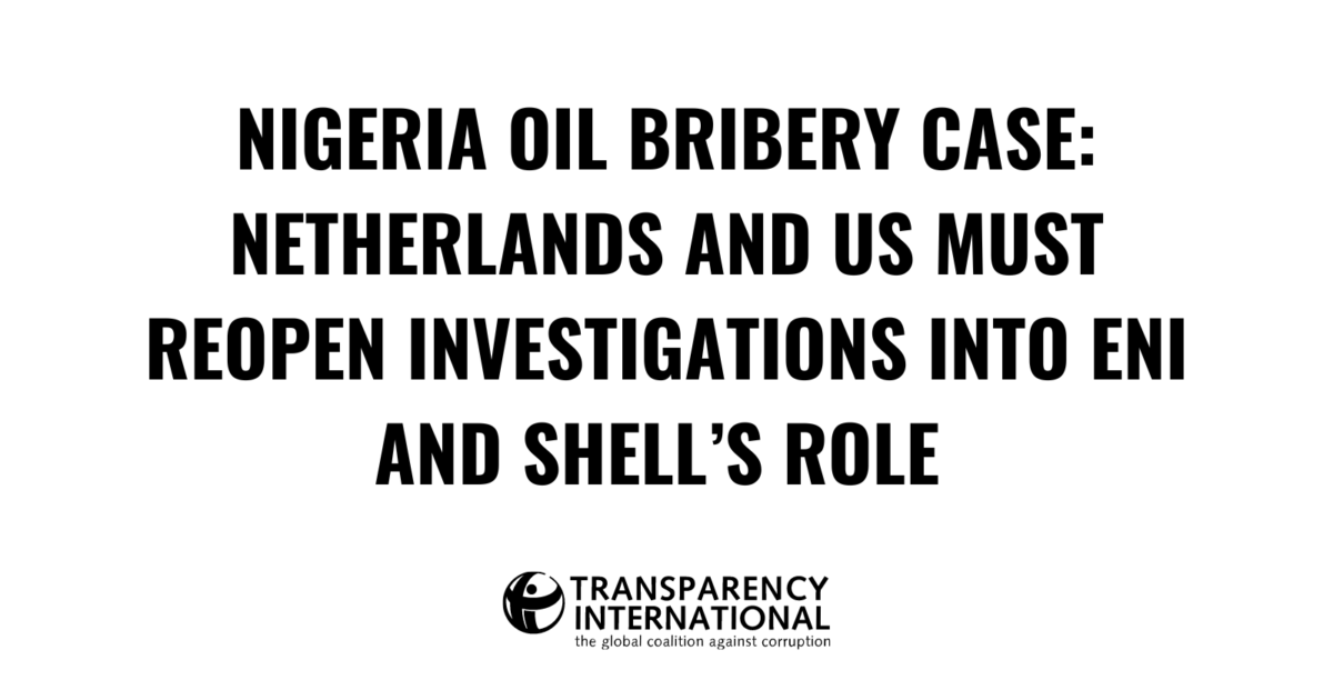 Nigeria Oil Bribery Case: Netherlands And US Must… - Transparency.org