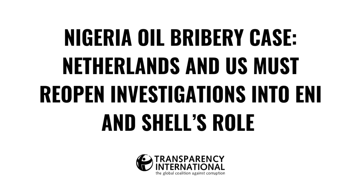 Omkopingszaak olie Nigeria: Nederland en VS moeten…