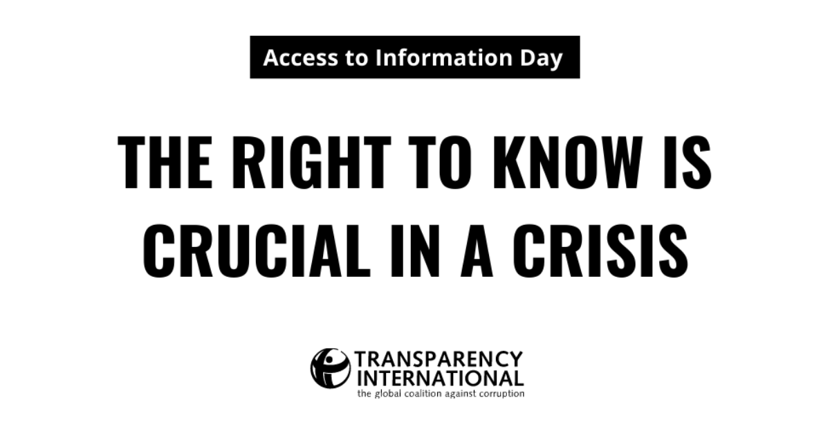 The right to know is crucial in a crisis - Press - Transparency International