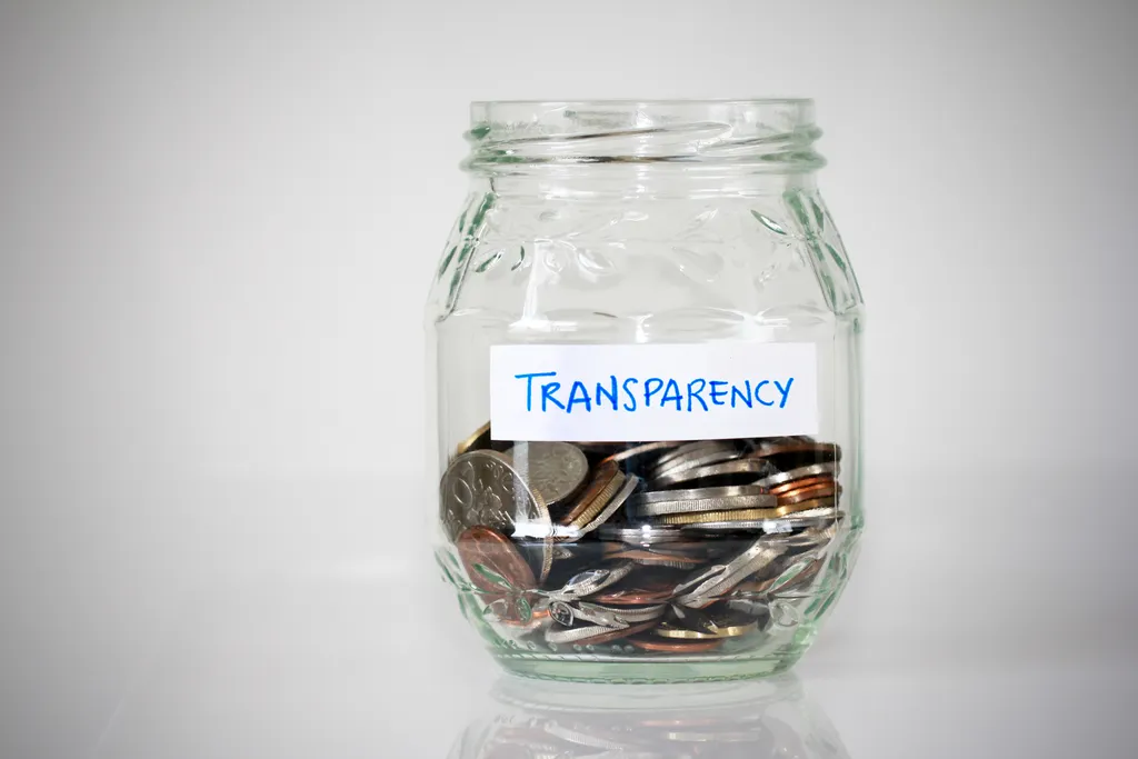 A transparent money jar